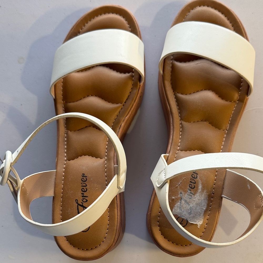 Forever 21 Cream Strap Sandals